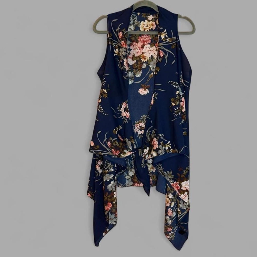 Floral Sleeveless Women's Sheer Duster Vest One Size